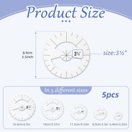 5 PCS Circle Template Quilting Rulers Set, 5 Sizes Sewing Templates Clear Circle Stencil Acrylic Quilting Rulers and Templates, Quilting Tools & Quilting Templates for Fabric Measurements Sewing