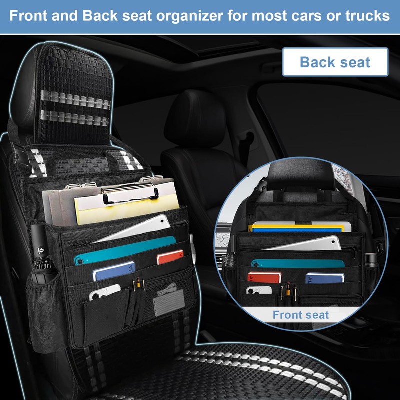 BOHEMIABY Front Seat Car Organizer, Adjustable Passenger Back Seat Organizer,