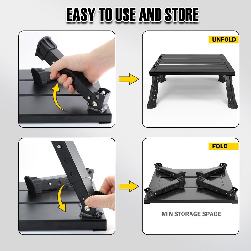 DEPSUNNY Adjustable RV Step Stool, 3-Step Height Adjustment, Foldable Legs,