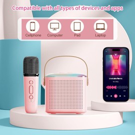 Aveek Mini Karaoke Machine for Kids,Portable Bluetooth Speaker with Wireless Microphone for Kids,Gifts for Girls and Boys - 1 Pack Pink