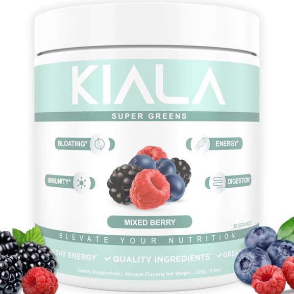 Kiala Nutrition Super Greens - Organic Greens Powder to Reduce Bloat, Support Gut Health, Boost Immunity, Healthy Digestion for Women - Antioxidant Support - Spirulina - Chlorella -Watermelon Slush