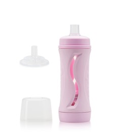 Subo Baby Food Bottle Starter Set | No Mess Baby Toddler Self Feeder | Squeeze Free Design for Purees, Smoothies, Yogurt, Oatmeal, or Thickened Liquids | Reusable Silicone Washable Cup (Pink)