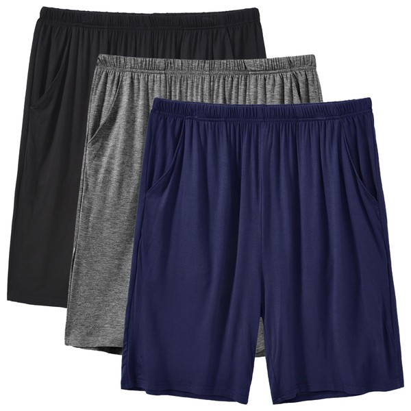 JINSHI Mens Pajama Shorts with Pockets Soft Lightweight Modal Lounge