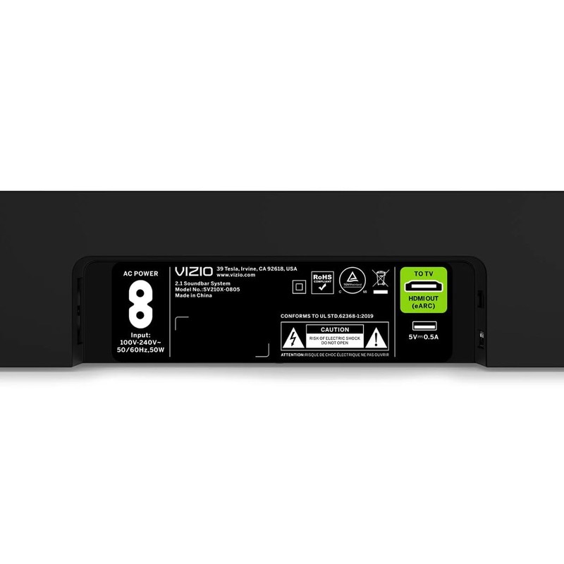 VIZIO SV210X-0805B-RB 2.1 Soundbar, Dolby Atmos, DTS:X, Wireless Subwoofer, Black