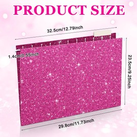 Moinchore 25 Pcs Roe Red Hanging File Folders 12 x 9.25'' Glitter Hanging Folders with 25 Paper 1/5 Cut Adjustable Tab and 25 Plastic Tab for Medical Charts Office Desktop