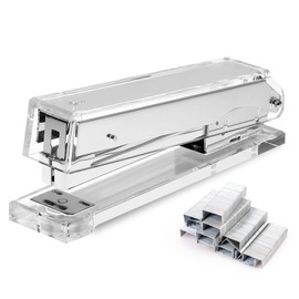 OfficeGoods Acrylic Stapler – Aesthetic & Durable Silver Desk Staple for Modern Office – Stylish & Compact Office Supplies for Women & Men