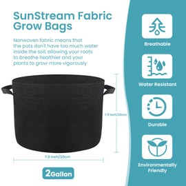SunStream 10-Pack 2 Gallon 8L Heavy Duty Thickened Nonwoven Fabric Pots Potato Grow Bags with Handles