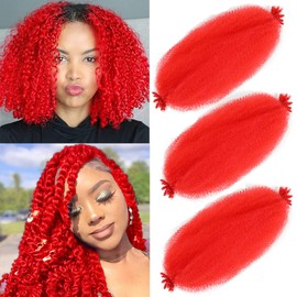 KEPBEAY Afro Twist Hair 12inch Afro Twist Crochet Braiding Hair (12 Inch (Pack of 3), RED#) …