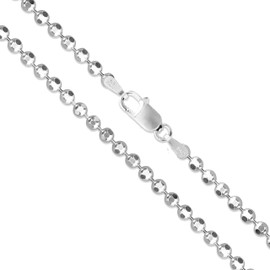 Sterling Silver Diamond-Cut Ball Bead Chain 2.3mm 925 Italy Dog Tag Necklace 30"