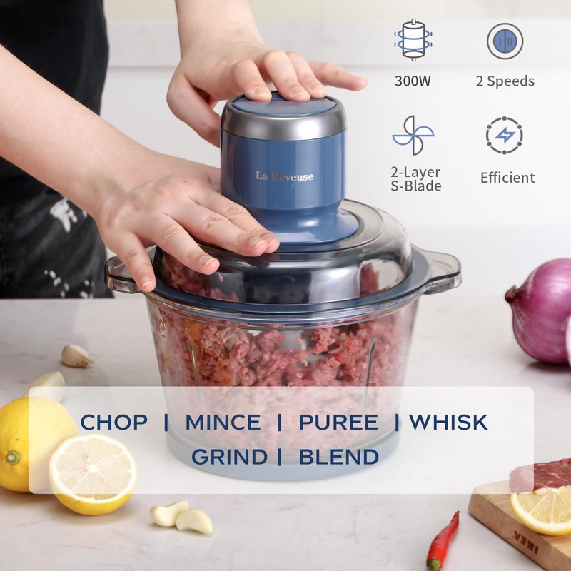 La Reveuse Food Processor,Electric Food Chopper with 7-Cup (1.7L) Glass
