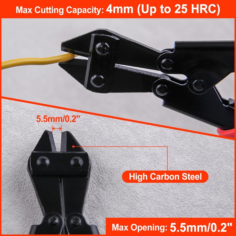 LEONTOOL Mini Bolt Cutter 8 Inch, Spring-Loaded Mini Bolt and