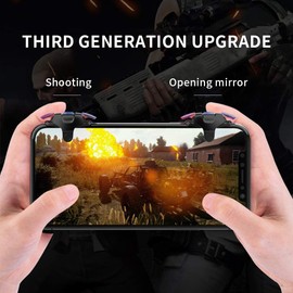 Newseego for Mobile Game Controller Trigger, [Upgraded Version] Mobile Controllers Colorful Trigger Sensitive Shoot and Aim Button for Rules of Survival Trigger for Android & IOS-Black
