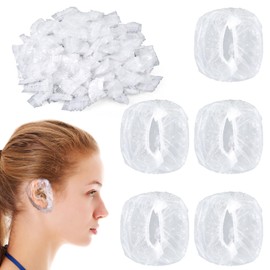 XLIUAX 400 Pcs Ear Covers for Shower, Ear Covers for Hair Dye Ears Plugs for Swimming Disposable Shower Caps for Salon Bathing Clear Waterproof Ears Protection for Spa Home Hotel Hairs Dye