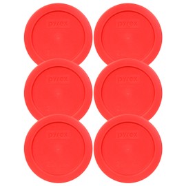 Pyrex 7200-PC 2-Cup Red Food Storage Replacement Lid (6-Pack) - Made in USA