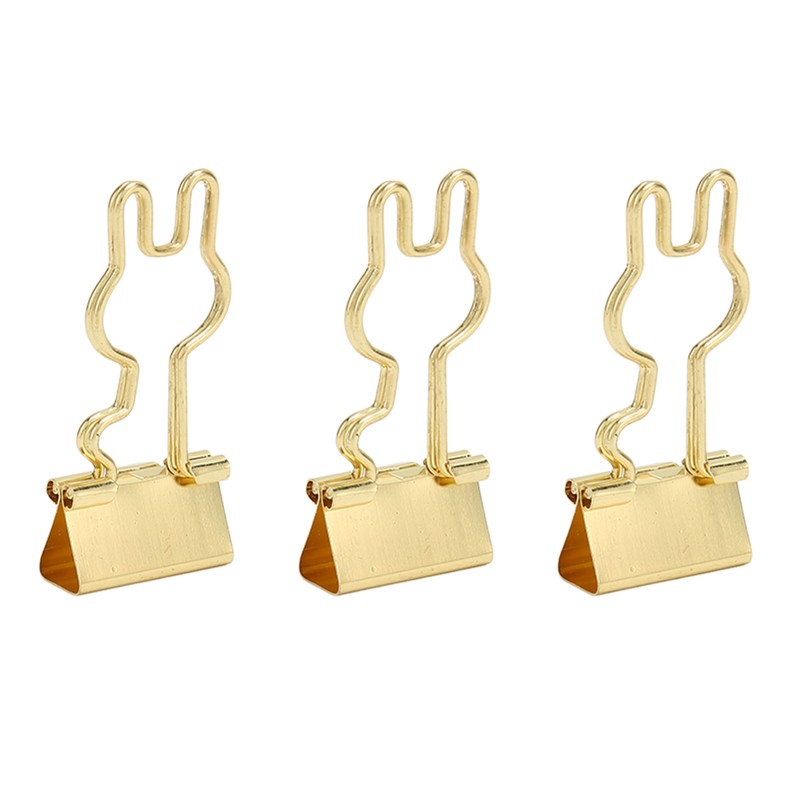 100Pcs Bunny Binder Clips Gold Cute Handle Durable Metal Multifunction