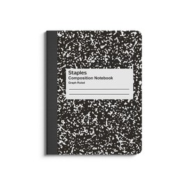 STAPLES Composition Notebook, 7.5" x 9.75", Graph Ruled, 80 Sheets, Black/White (TR55072)