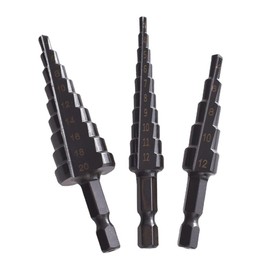 3PCS HSS Cobalt Stepped Drill Bit Set Practical Black Nitride Coated Metal Drilling Bits Kit for Thin Iron/Steel/PVC/Wood Panel