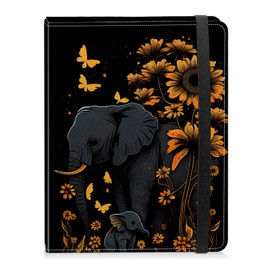 Photo Album 4x6 Photos - 60 Photos Capacity PU Leather Cover Photo Album with Strong Elastic Band, Portable Picture Album for Family Wedding Wedding Anniversary, Sunflower Elephant