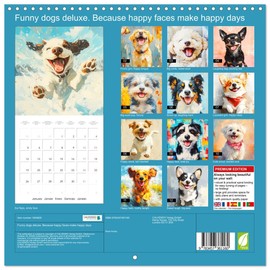 Funny dogs deluxe. Because happy faces make happy days (Wall Calendar 2026 12" x 24" / 30 x 60 cm (open)) CALVENDO 12 Month Wall Calendar