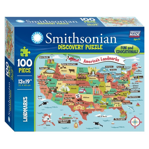 Smithsonian 100-piece 13" x 19" America's Landmarks Discovery Puzzle