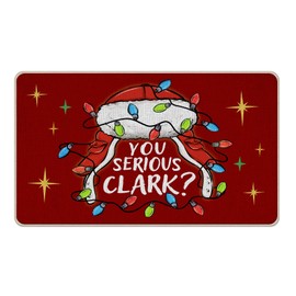 Tailus Christmas Classic Movie Decorative Front Door Mat, Red Xmas Vacation You Serious Clark Doormat Indoor Outdoor Non-Slip Floor Entryway Rug, Winter Holiday Home Kitchen Decoration 17x29 Inch