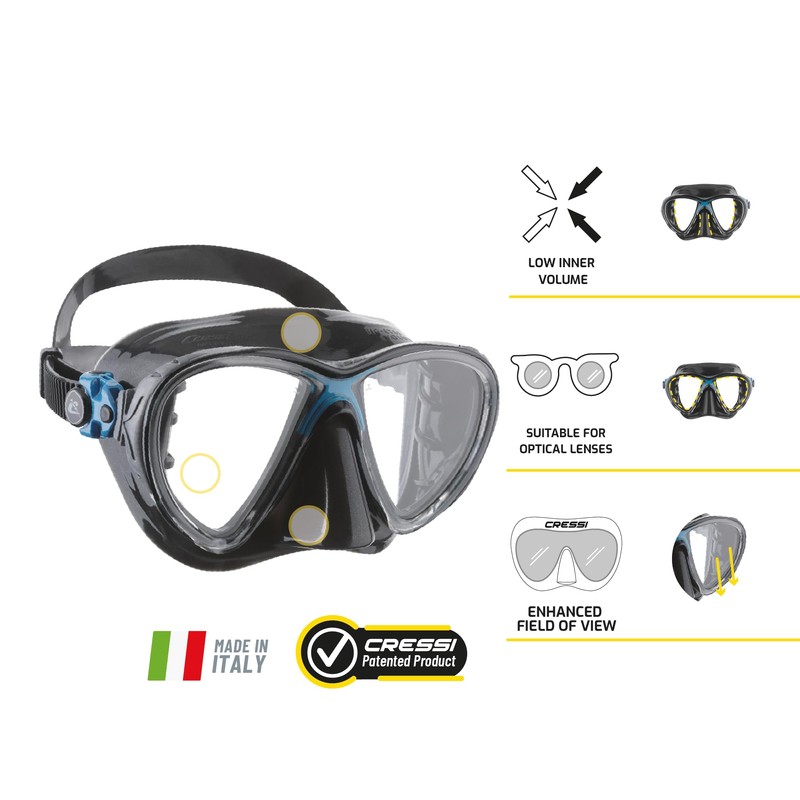 Cressi Unisex's C/Set Big Eyes Evolution+Alpha/UD Snorkeling/Diving Combo, Black/Blue, One