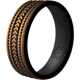 Knot Theory Warrior of Courage Silicone Ring in Antique Gold Size 10 - Dual Layer Engraved Wedding Band, Sports Activities, Breathable Comfort Fit