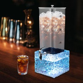 3L Beer Tower Drink Dispenser, 3.2 Qt Transparent Beverage Juice Cocktail Dispenser with Colorful LED Ice Base Drink Tower for Home Bar Party