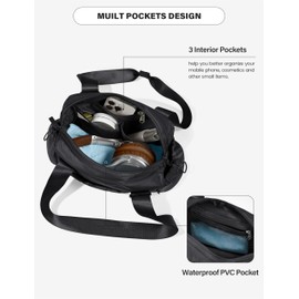 Uselike Small Gym Bag for Women, 7L Mini Duffle Bag for Travel, Lightweight Quilted Puffer Bag for Daily, Cute Shoulder Bag for Dance with Wet Pocket (Black)