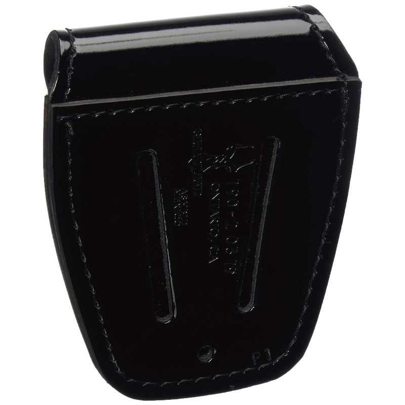 Bianchi 190-2-9HS: Handcuff Pouch Top Flap, Hi-Gloss, Black
