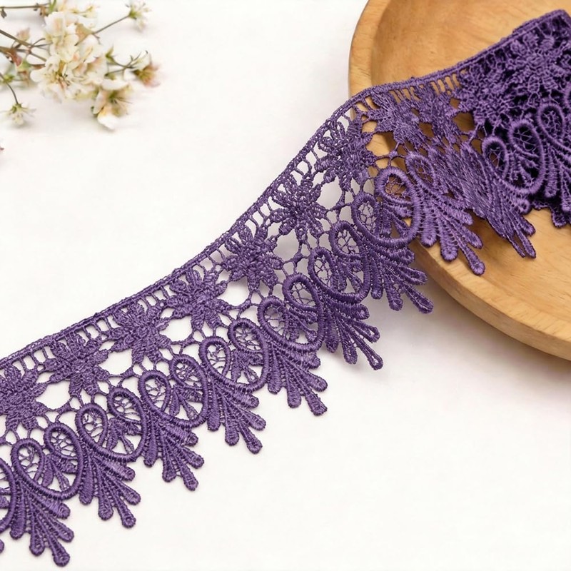 Pocoxll 15 Yards Floral Lace Trim, 8.5CM Wide Lace Ribbon