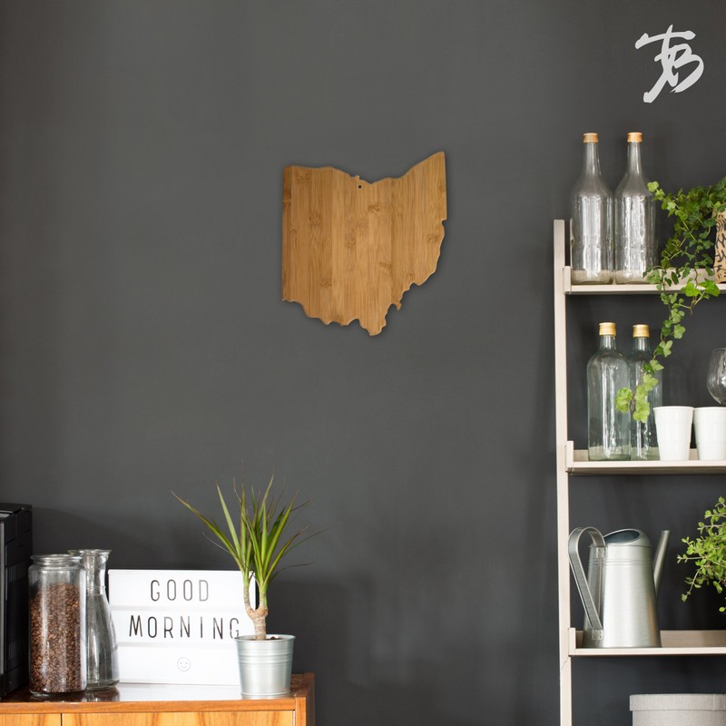 Totally Bamboo Ohio State Shaped Bamboo Serving and Cutting Board