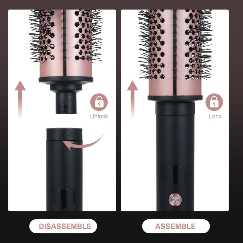 Thermal Brush with 3 Interchangeable Heads Heated Round Brush for