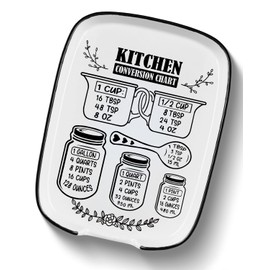 Large Spoon Rest for Stove Top, Funny Ceramic Spoon Holder for Kitchen Counter Dining Table, Cooking Utensil Rest, Conversion Chart Farmhouse Kitchen Accessories for Utensils