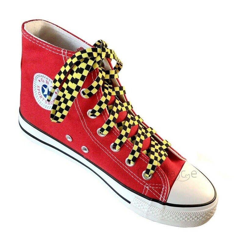 Two-color Checkered Flat Shoelaces Plaid Shoe Lace for Casual Shoes