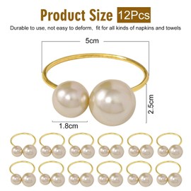 12 Pieces Pearl Napkin Rings, Ele Napkin Rings, Table Decoration Items, Suitable For Home, Hotel, Restaurant, Bar