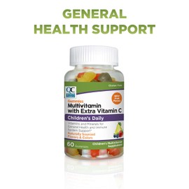 Quality Choice Daily Gummy Multivitamins for Kids with Extra Vitamin C in Fun Fruit Flavored Bear Shapes with a Wide Variety of Essential Vitamins 60 Count Bottles