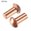 sourcing map 100Pcs 1/8"x15/64" Round Head Copper Solid Rivets Fastener