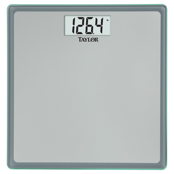 Taylor Digital Scales for Body Weight, Highly Accurate 400 LB Capacity, Auto on and Off Scale, 11.8 x 11.8 Inches, Tonal Grey