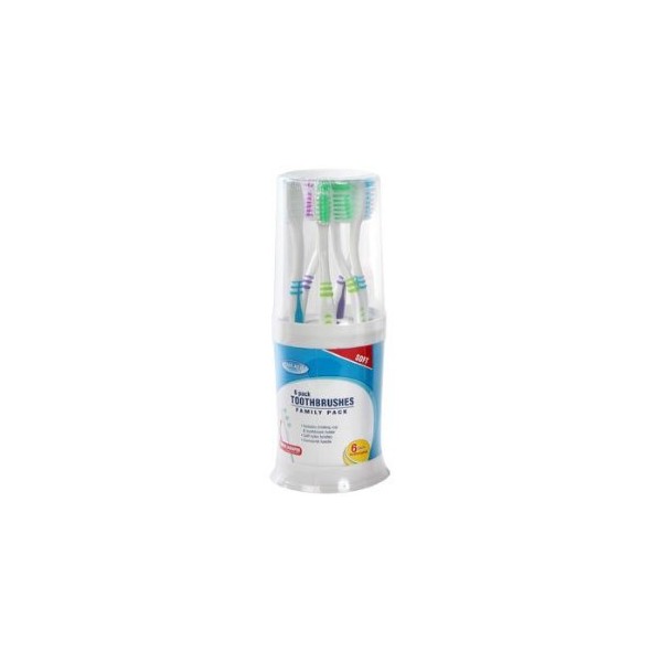 Assured Family 6-Pack Toothbrushes with Drinking Cup & Holder
