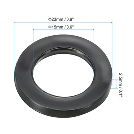 PATIKIL M15 Rubber Flat Washer, 24 Pack 15mm ID 23mm OD 2.5mm Thick Sealing Spacer Gasket Ring for Faucet Pipe Water Hose Fastener Bolt, Black