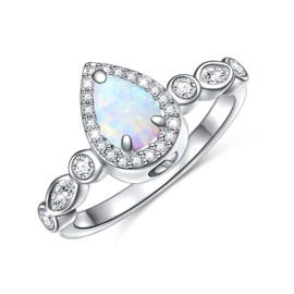 925 Sterling Silver Teardrop Urn Rings Hold Loved Ones Ashes, Blue Opal Cremation Keepsake Urn Ring Memorial Jewelry Gift for Ashes for Women, Sterling Silver, sterling silver