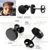 FIBO STEEL Stainless Steel Black Stud Earrings for Men Women,
