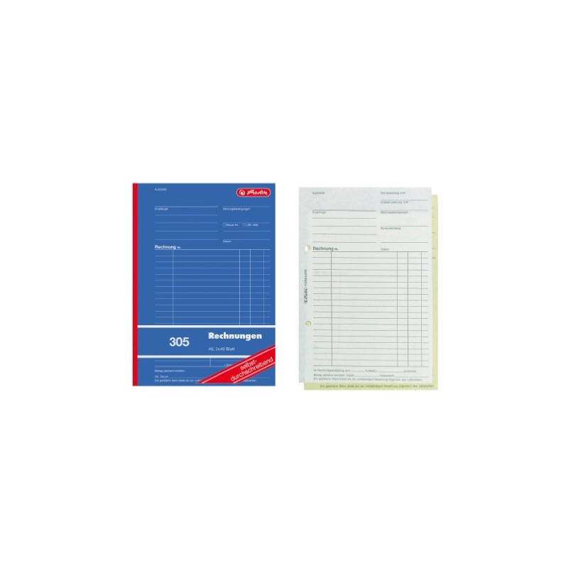 Herlitz 1932862 Invoice Book A5, 305 2 x 40 Sheets,
