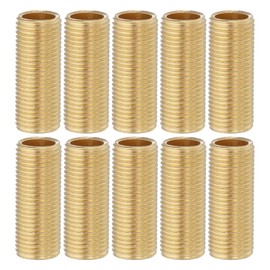 PATIKIL 1/8IP Standard Thread Brass Lamp Pipe Nipple, 10 Pcs 30mm/ 1.2" Length Hollow Tube Adapter Coupler Connector Pipe Fitting Hardware DIY Repair Part for Lamp Lights