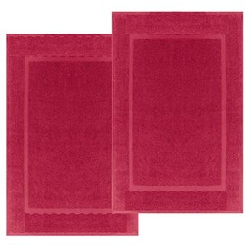 Bath Mat Floor Towel Set - Absorbent Cotton Hotel Spa Shower/Bathtub Mats [Not a Bathroom Rug] (Burgandy, 2 Pack (22"x34"))