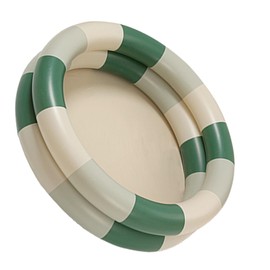 Cute Inflatable Family Pool in Retro Style, Thickened Water Pool for Children and Babies, Perfect for Summer Fun (Green Stripes)