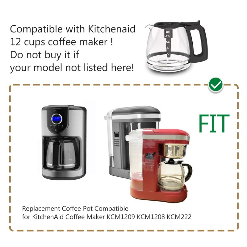 Replacement Coffee Pot Compatible for KitchenAid Coffee Maker KCM1209 KCM1208