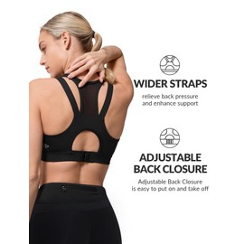 Yvette High Impact Women Sports Bra Front Closure Double Deck Mesh Running Bra for Plus Size, 09ABlack, 2XL(DF)