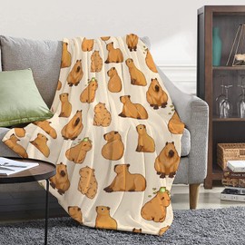 Capybaras Blanket Gift for Girls Boys Kids-50x60 Inches Soft Flannel Blankets Cutes Capybara Cozy Throws Blanket for Women Men, Capybaras Blanket Decor for Couch Sofa Bedroom